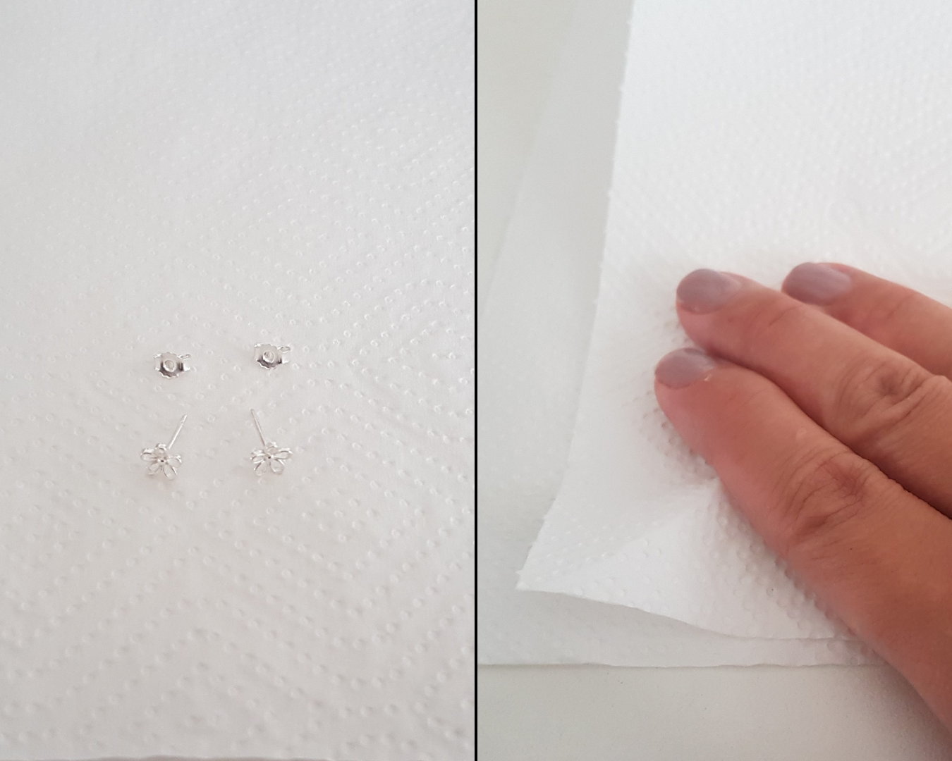 secagem da prata em papel toalha
