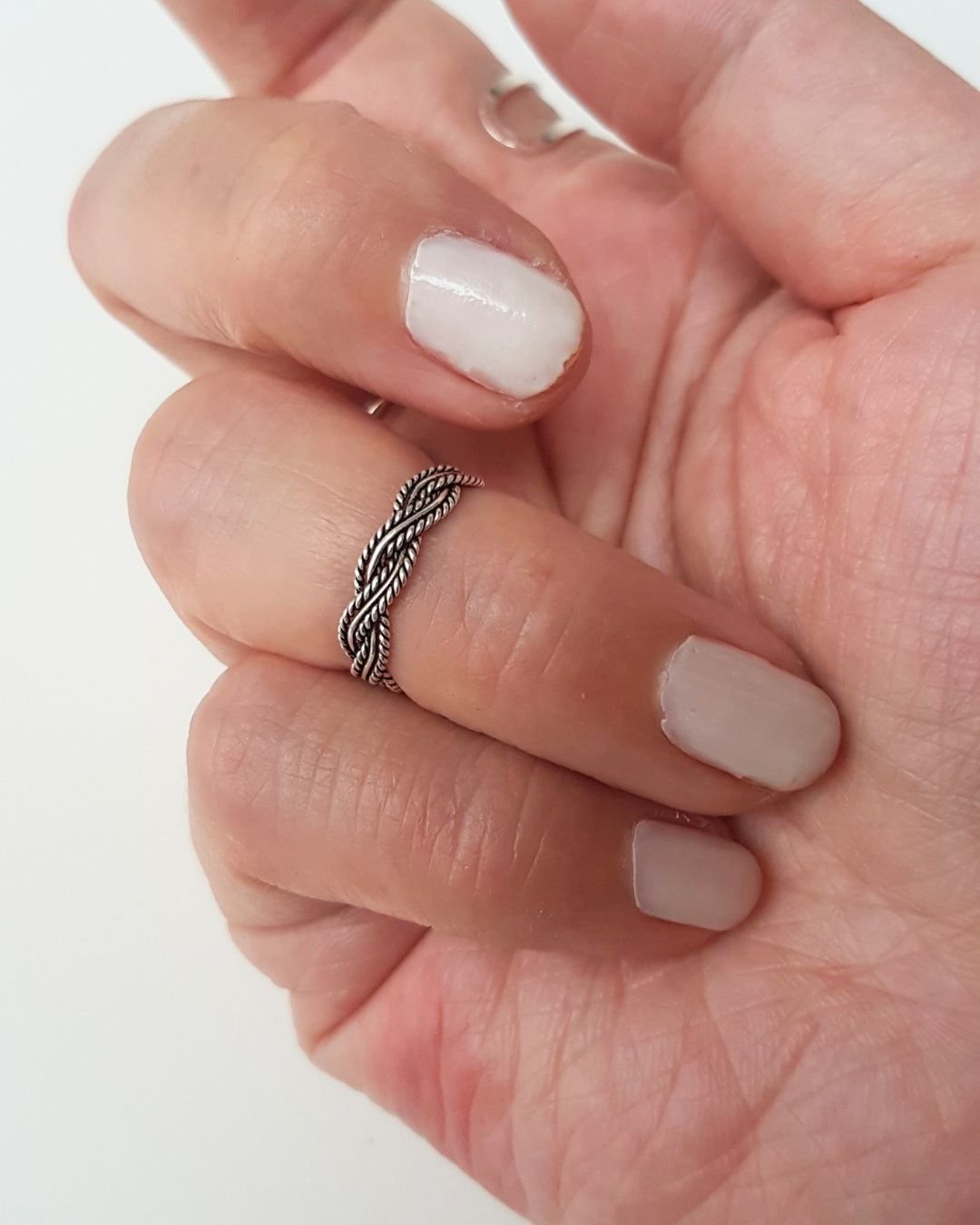 ANEL FALANGE TRANÇA E CORDA AJUSTÁVEL DE PRATA 925