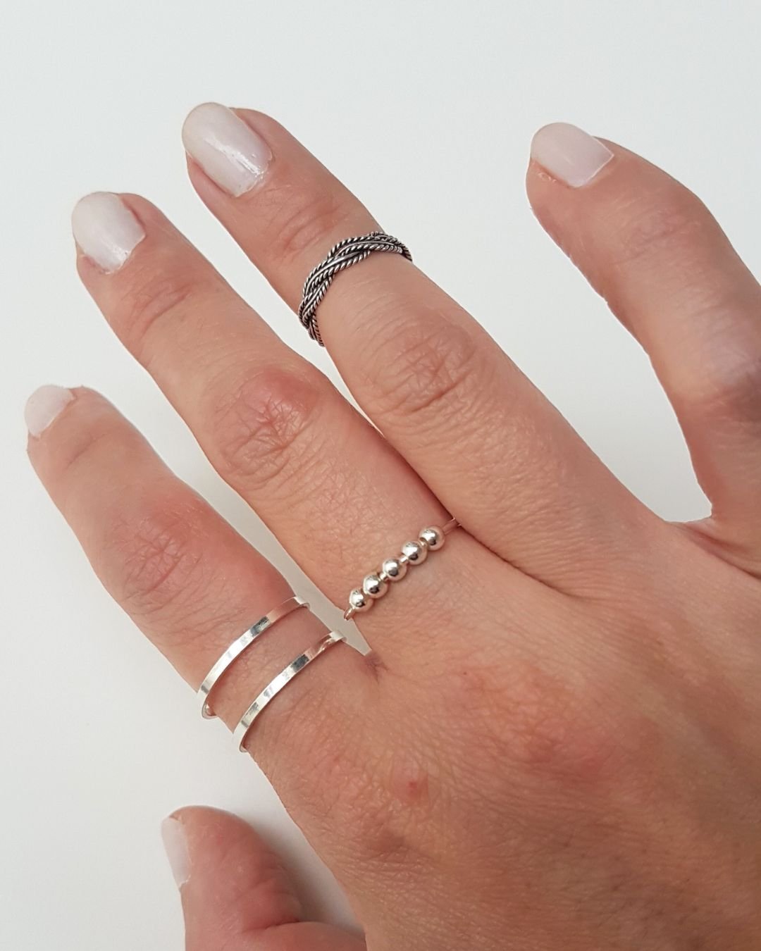 ANEL FALANGE TRANÇA E CORDA AJUSTÁVEL DE PRATA 925