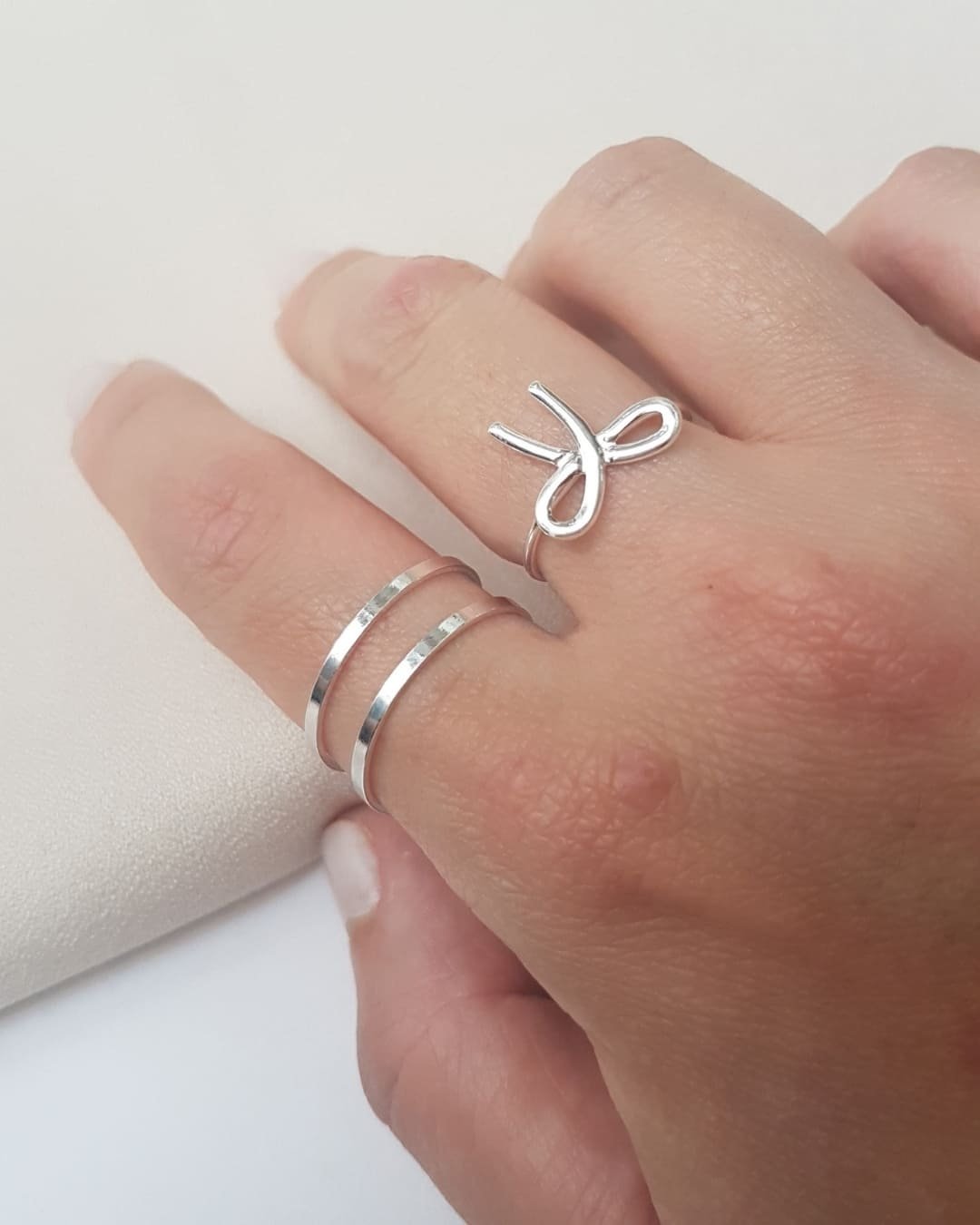 ANEL LAÇO LISO AJUSTÁVEL PRATA 925