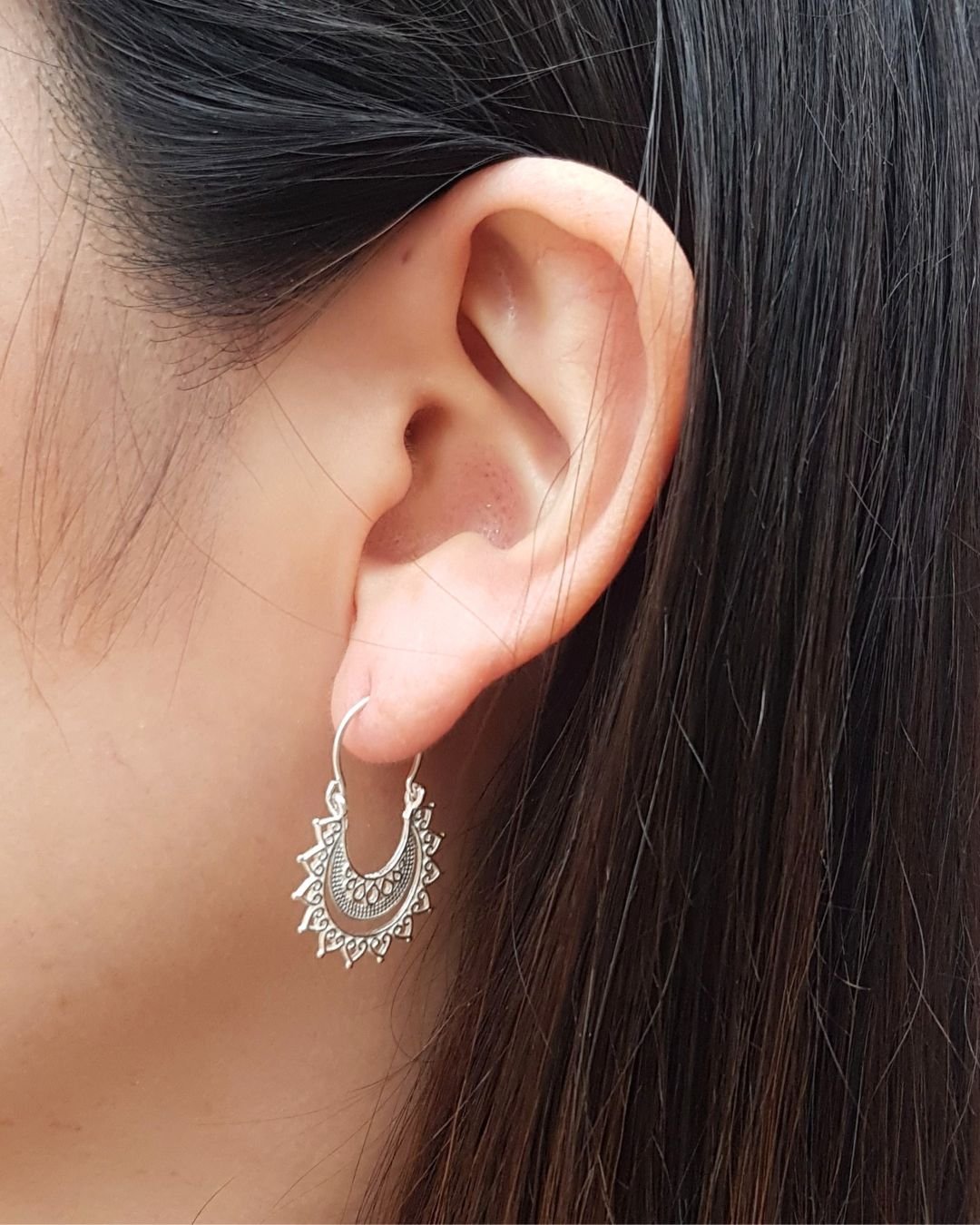 BRINCO ARGOLA BOHO TRABALHADA II DE PRATA 925