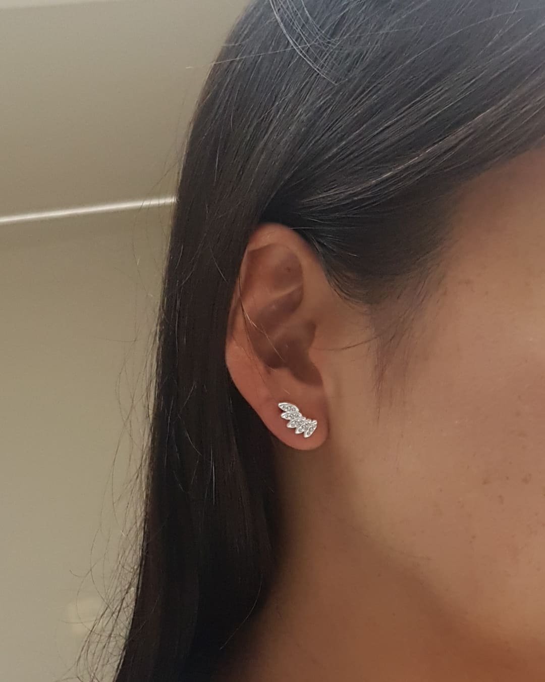 BRINCO EARCUFF 5 FOLHAS ZIRCÔNIAS DE PRATA 925