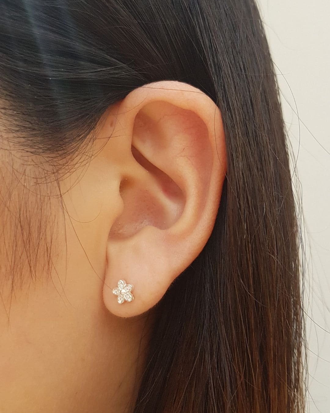 BRINCO FLOR COM BORDA ZIRCÔNIAS E PRATA 925