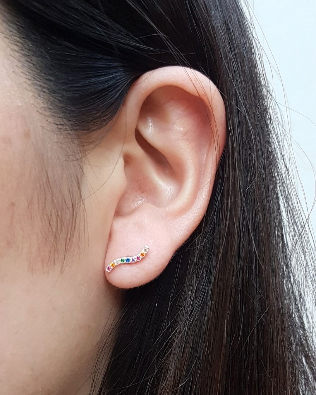 BRINCO ONDA COLORIDO PRATA 925