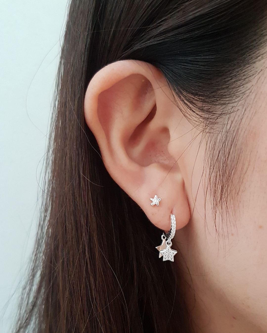 BRINCO TRIO DE ESTRELAS DE ZIRCÔNIAS DE PRATA 925
