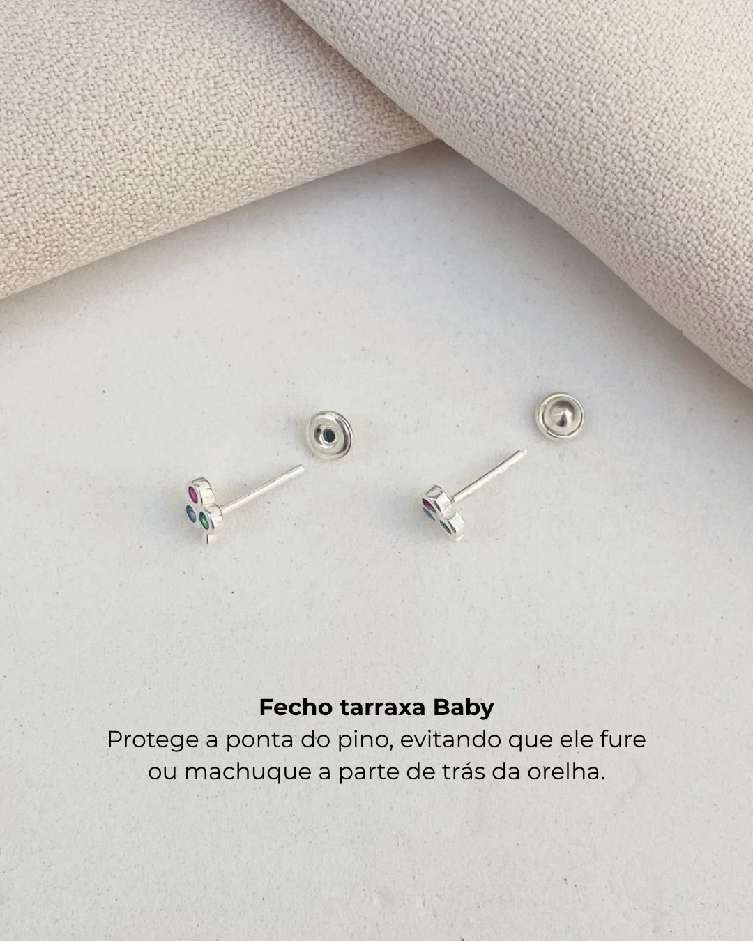 BRINCO UVA BABY COLORIDO ZIRCÔNIAS E PRATA 925