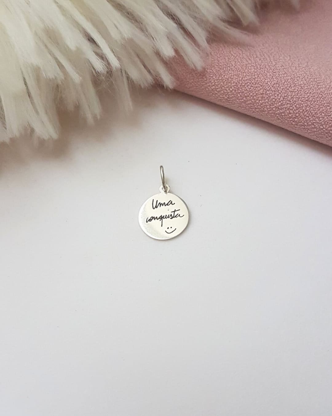 COLAR MEDALHA MENSAGEM PERRENGUE DE PRATA 925