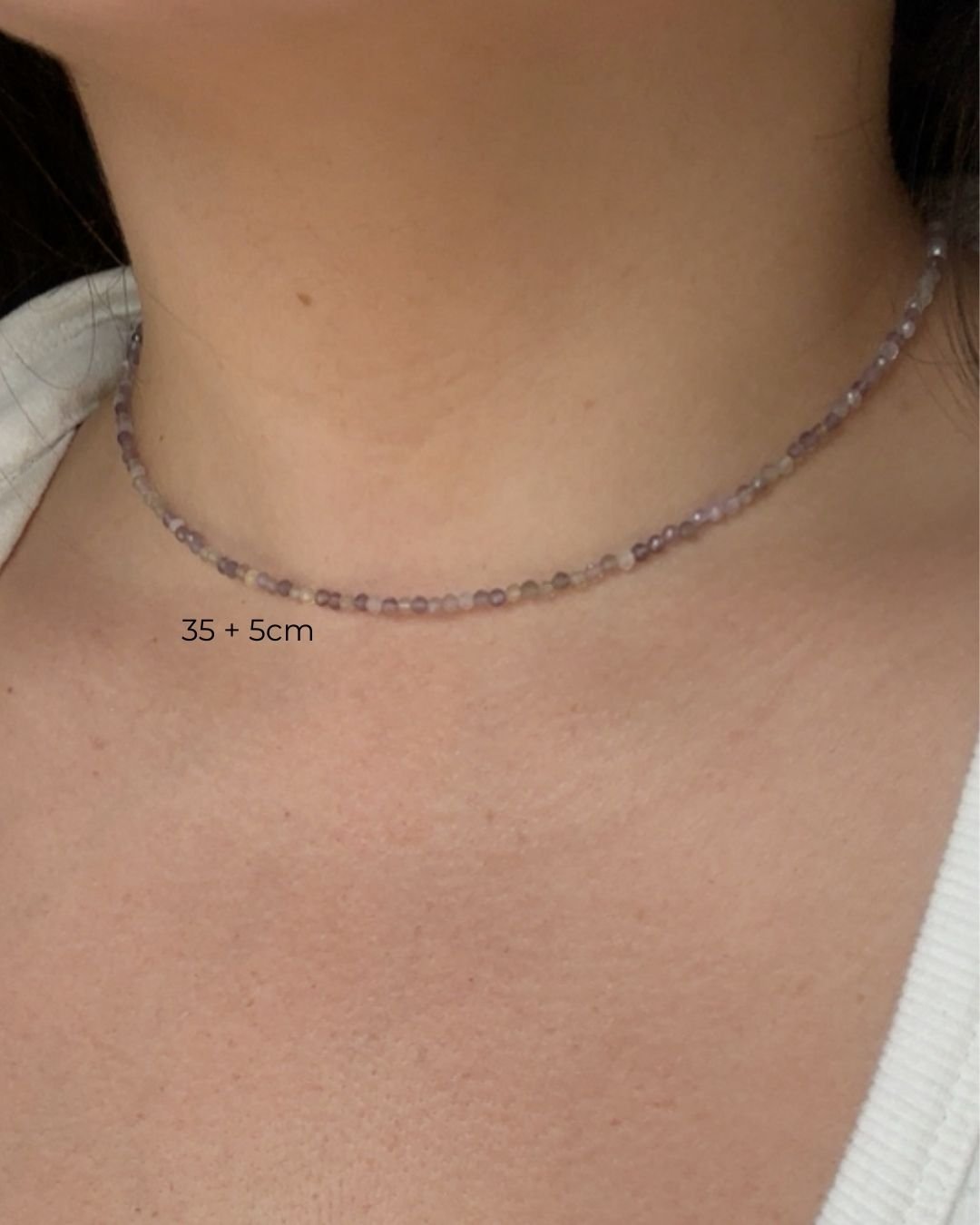 COLAR AMETISTA MESCLADA PEDRAS NATURAIS LAPIDADAS 2MM PRATA 925