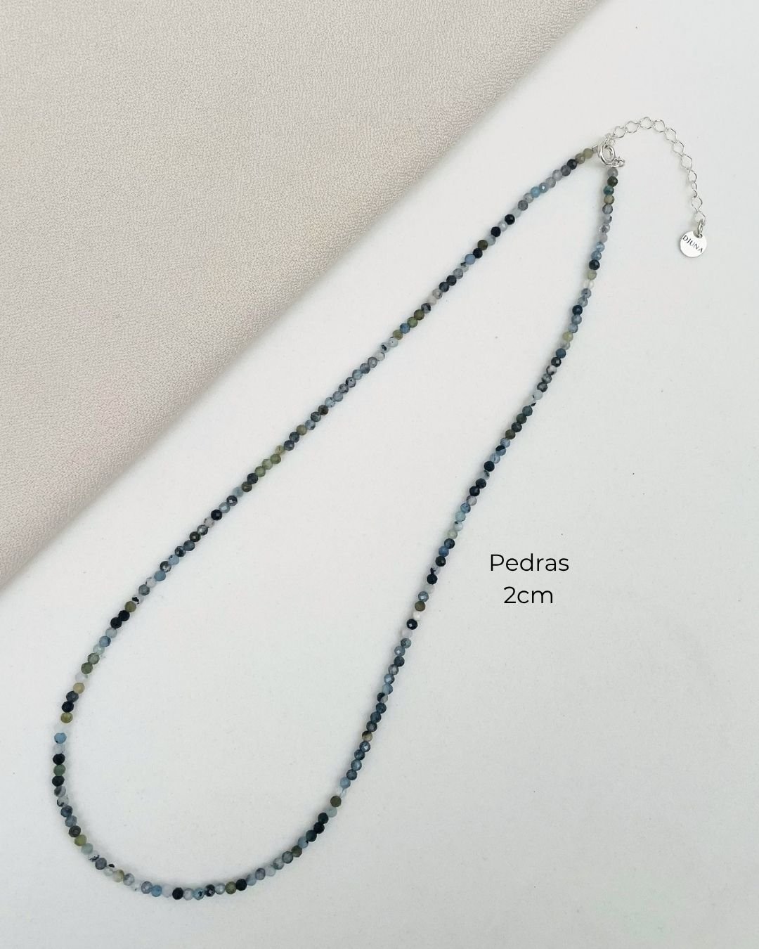 COLAR CHOKER CIANITA AZUL LAPIDADA 2MM PRATA 925