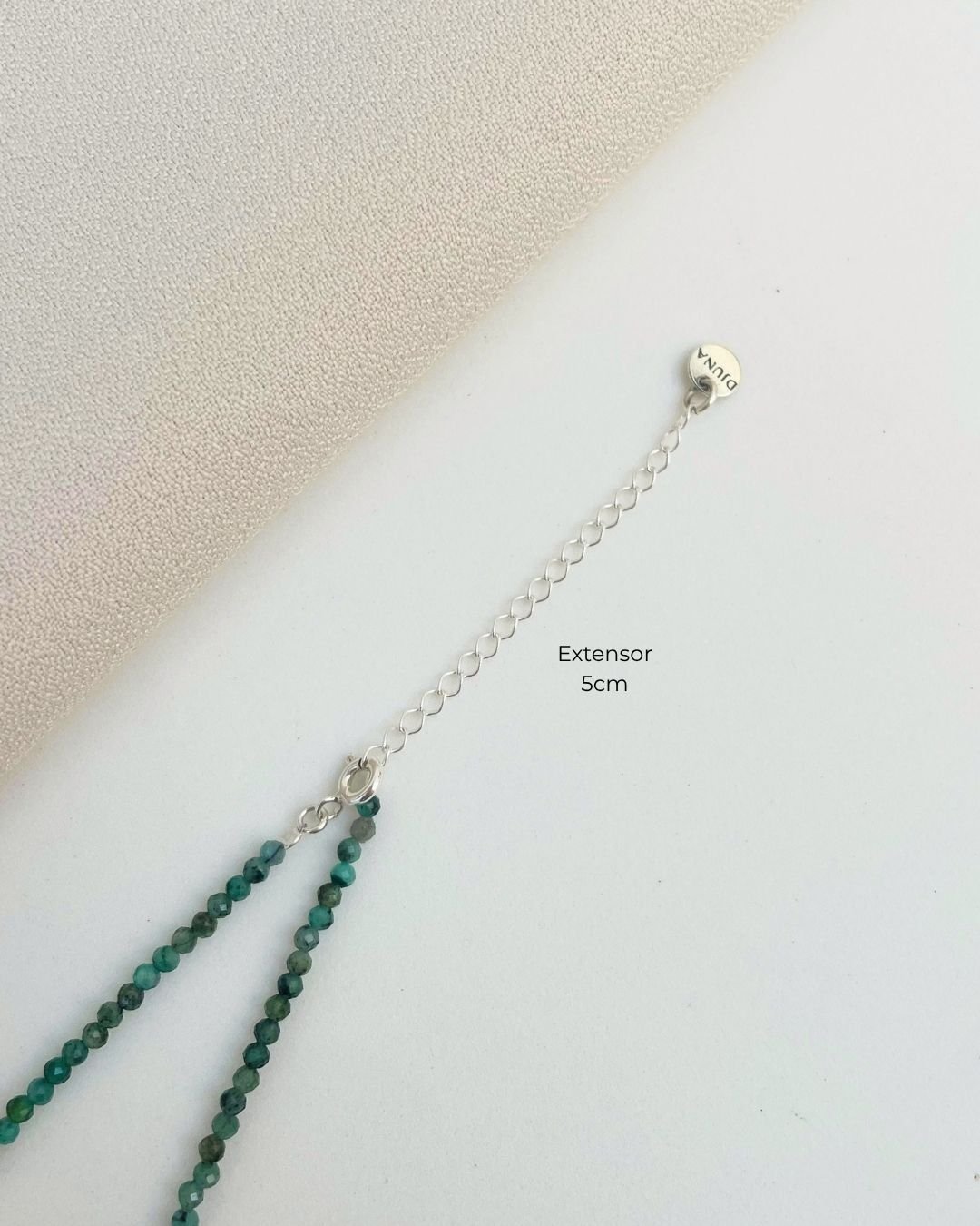 COLAR CHOKER ESMERALDA PEDRA LAPIDADA 2 MM PRATA 925