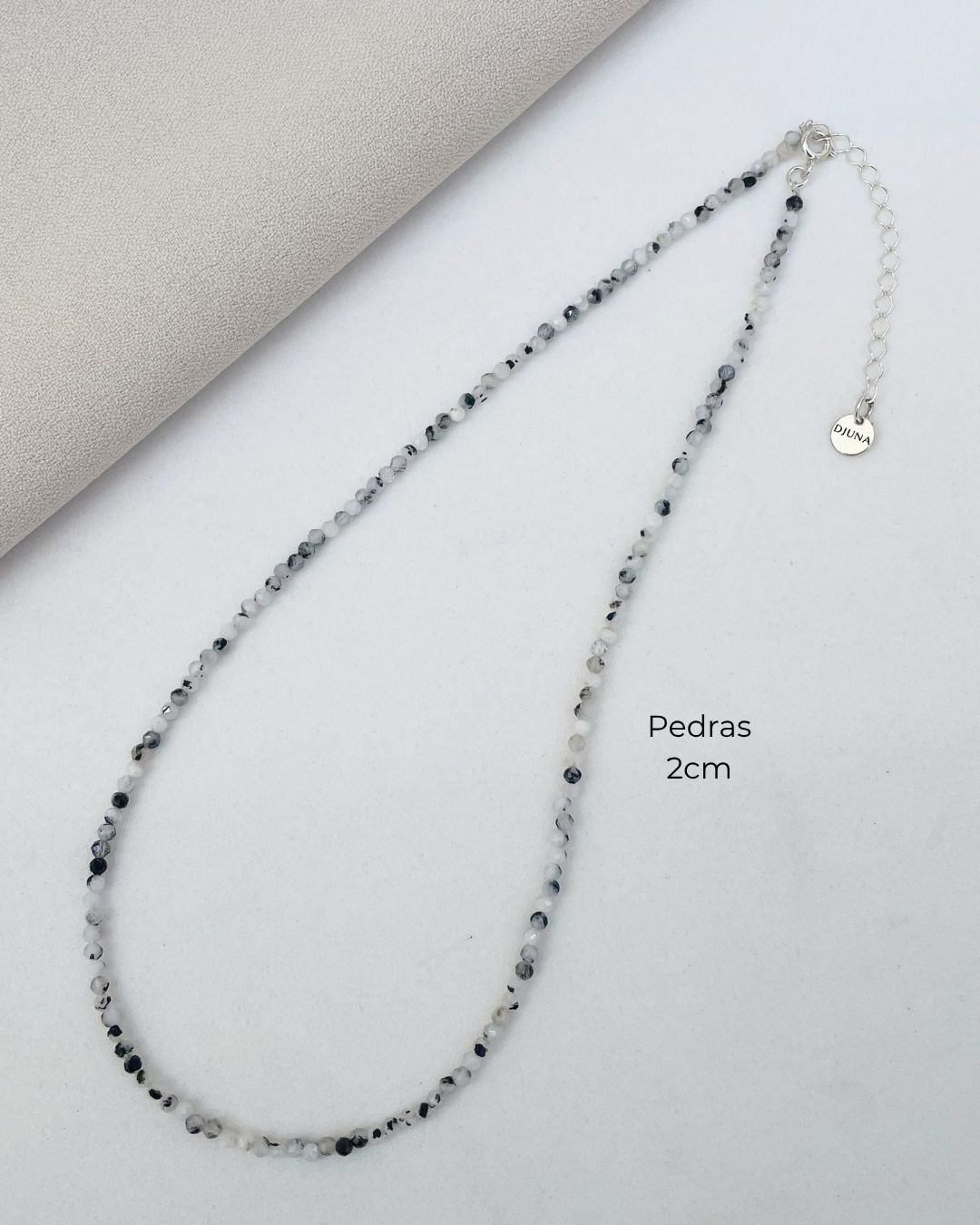 COLAR CHOKER PEDRA DA LUA MESCLADA LAPIDADA 2MM PRATA 925
