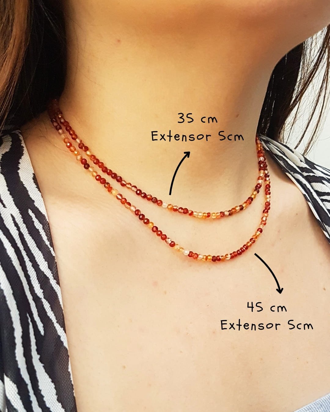 COLAR CHOKER PEDRAS ÁGATA VERMELHA LAPIDADA 3MM