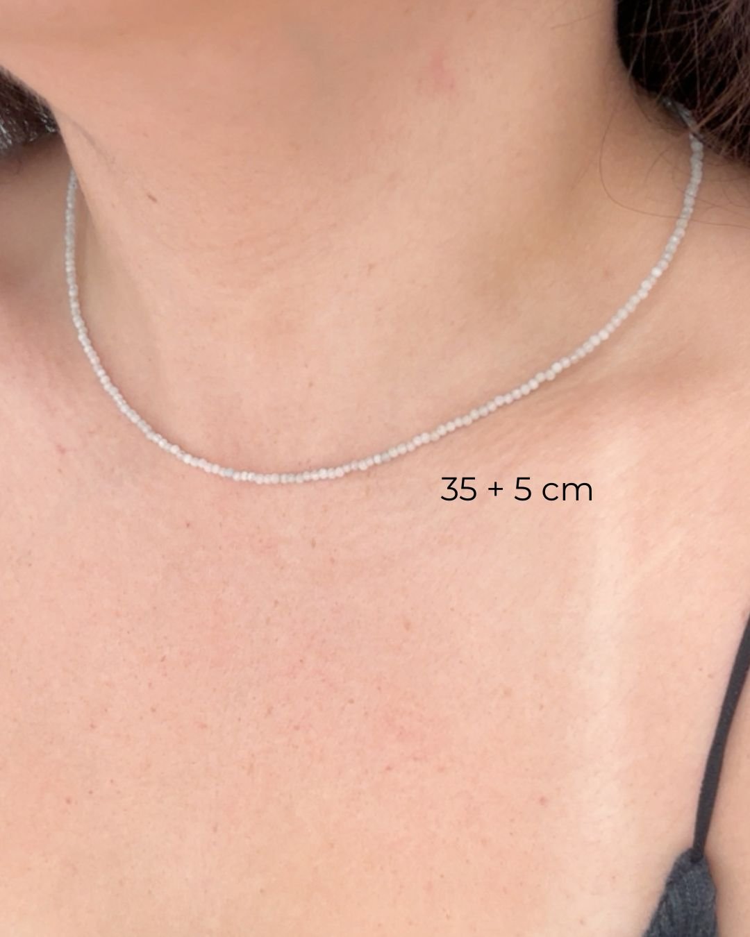 COLAR CHOKER PEDRAS ÁGUA MARINHA 2MM