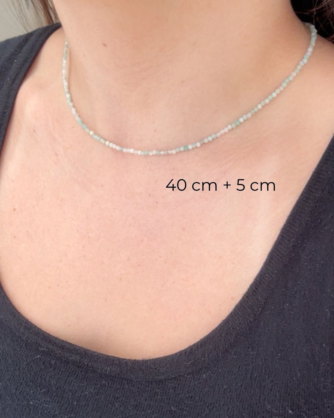 COLAR CHOKER PEDRAS AMAZONITA 2MM