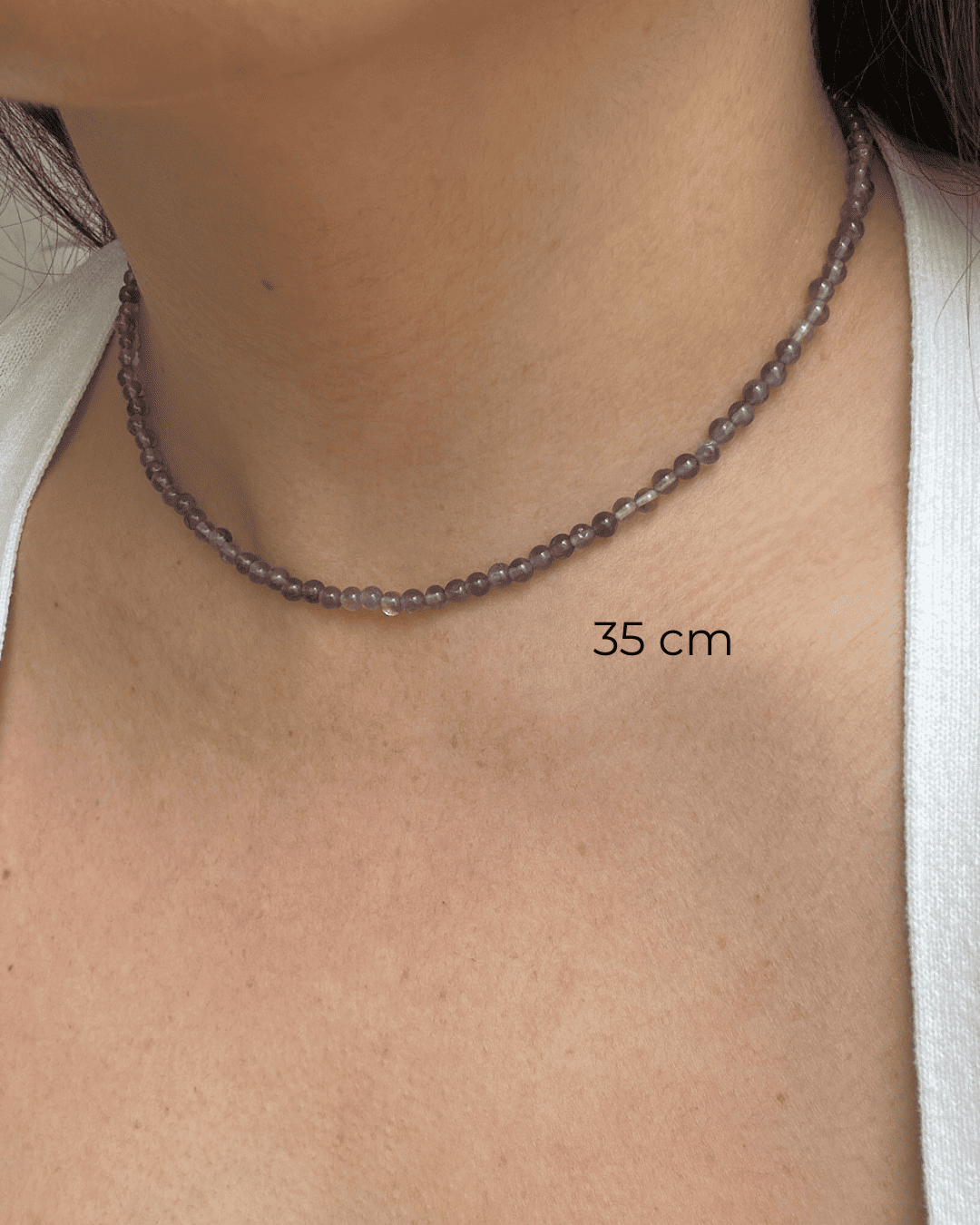 COLAR CHOKER PEDRAS AMETISTA BOLINHA 4 MM