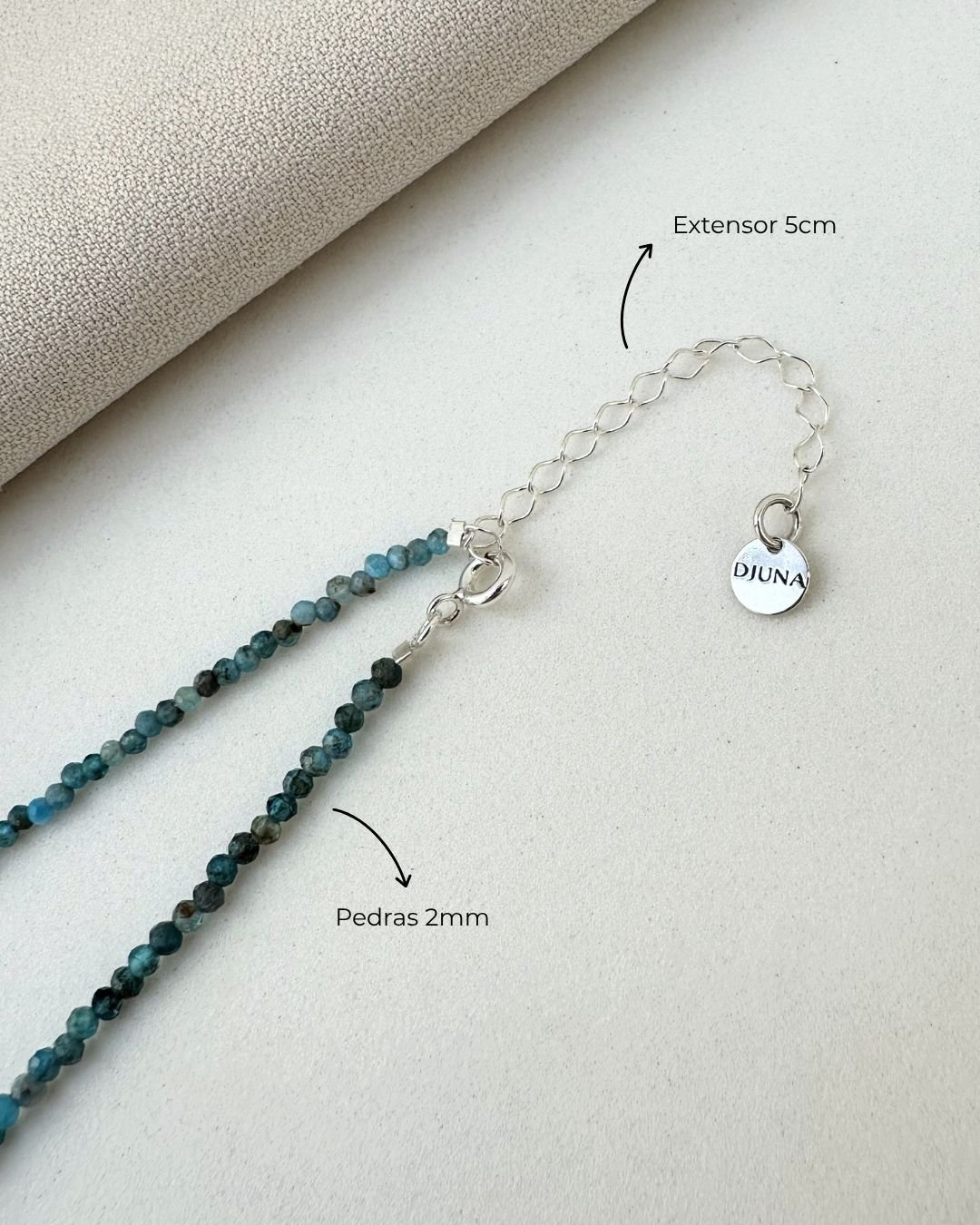 COLAR CHOKER PEDRAS APATITA ESCURA 2MM