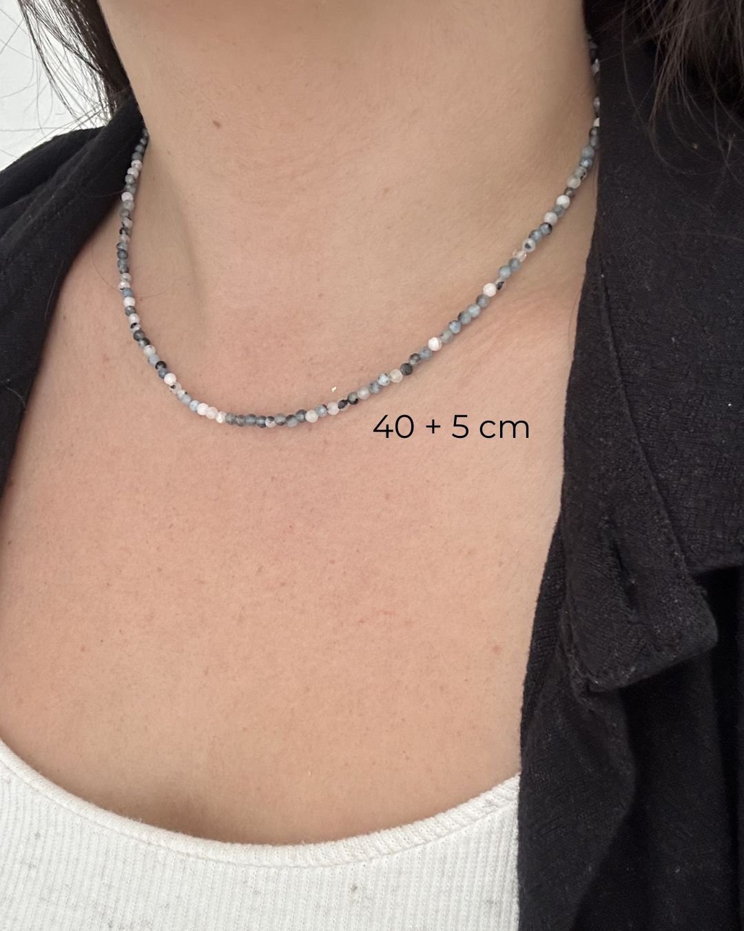 COLAR CHOKER PEDRAS CIANITA AZUL LAPIDADAS 3MM