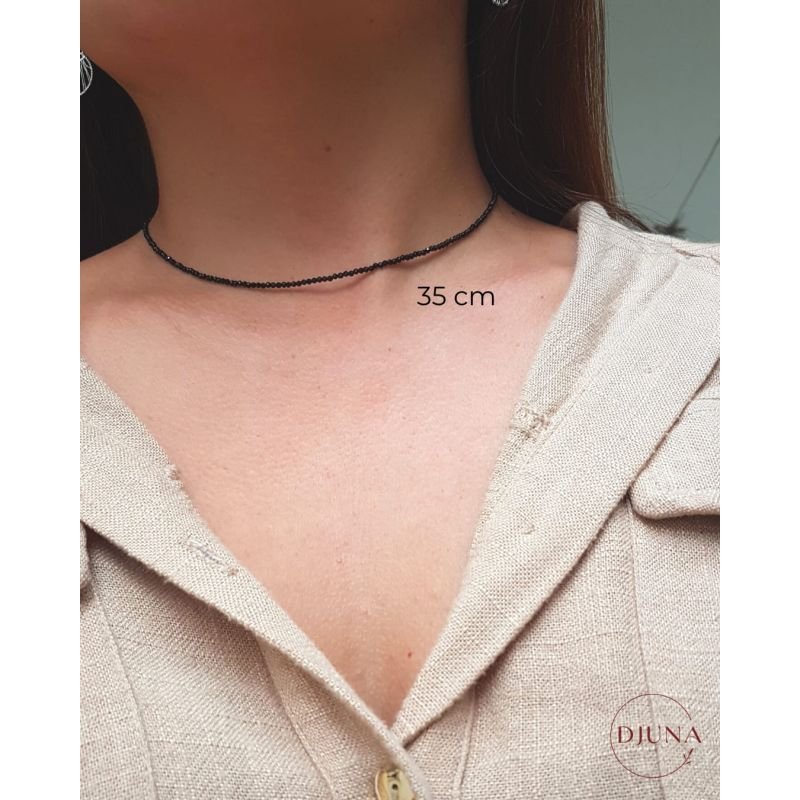 COLAR CHOKER PEDRAS ESPINÉLIO PRETO 2MM
