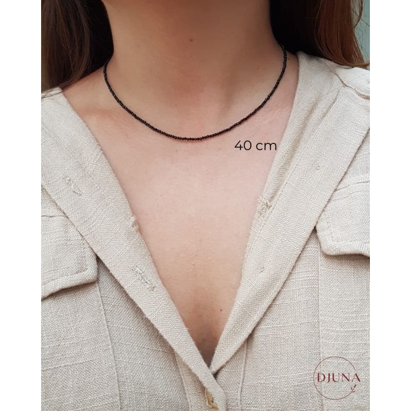 COLAR CHOKER PEDRAS ESPINÉLIO PRETO 2MM