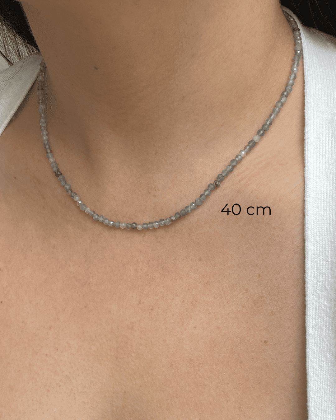 COLAR CHOKER PEDRAS FLUORITA LAPIDADAS 3MM