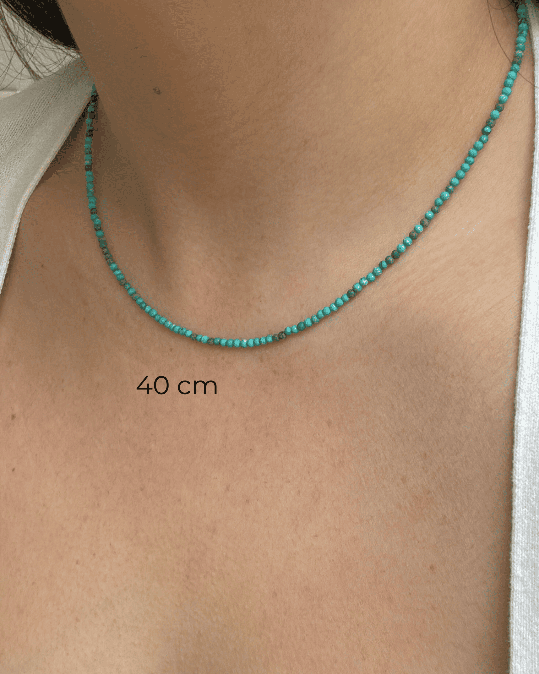 COLAR CHOKER PEDRAS TURQUESA AFRICANA 2 MM