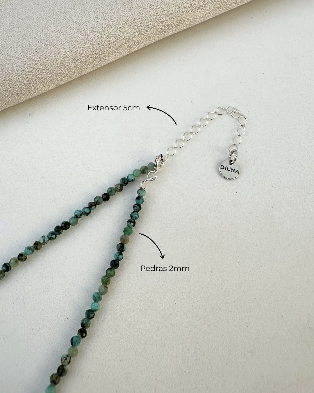COLAR CHOKER PEDRAS TURQUESA AFRICANA 2 MM