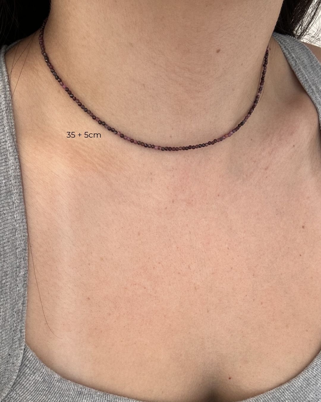 COLAR CHOKER RUBI PEDRAS NATURAIS LAPIDADAS 2MM PRATA 925