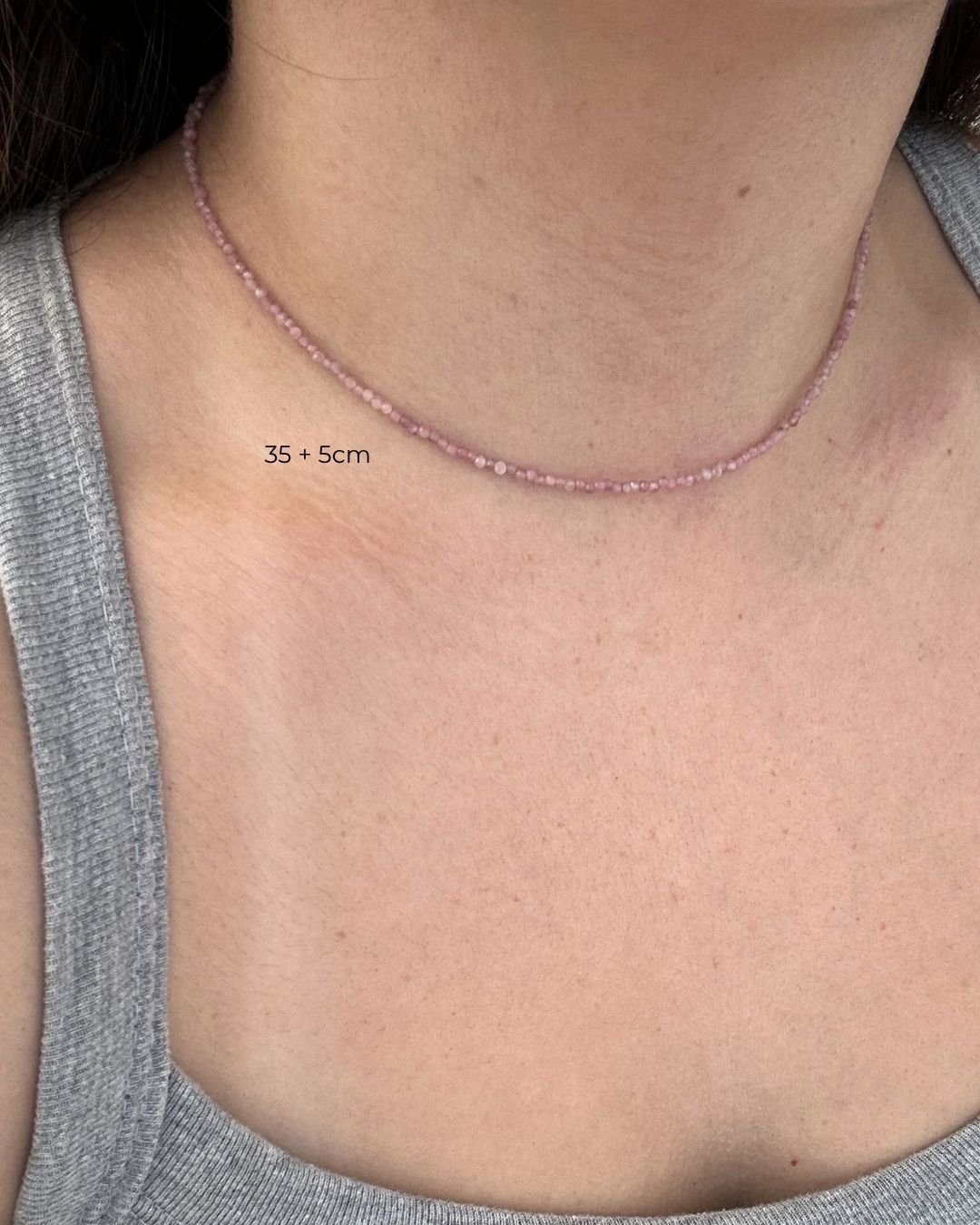 COLAR CHOKER TURMALINA ROSA PEDRAS NATURAIS LAPIDADAS 2MM PRATA 925