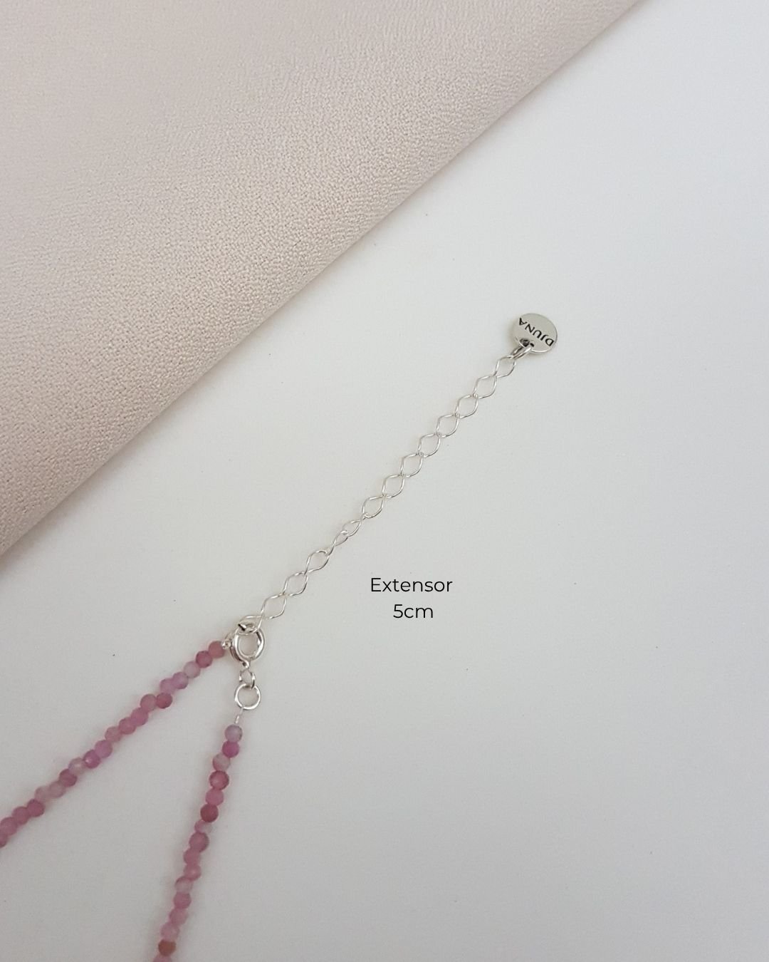 COLAR CHOKER TURMALINA ROSA PEDRAS NATURAIS LAPIDADAS 2MM PRATA 925