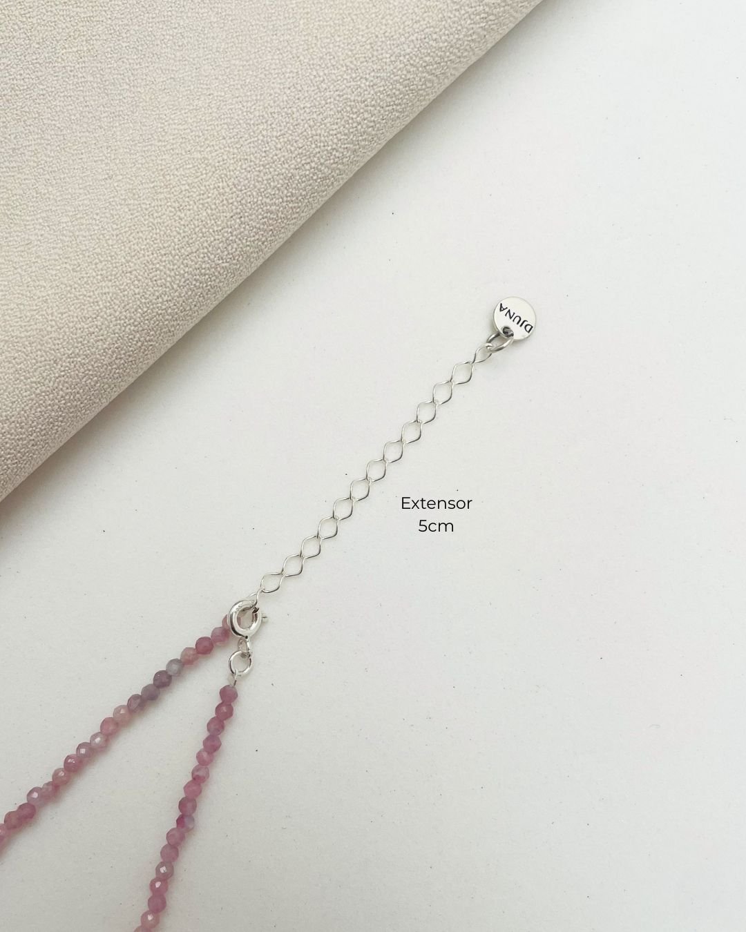COLAR CHOKER TURMALINA ROSA PEDRAS NATURAIS LAPIDADAS 2MM PRATA 925