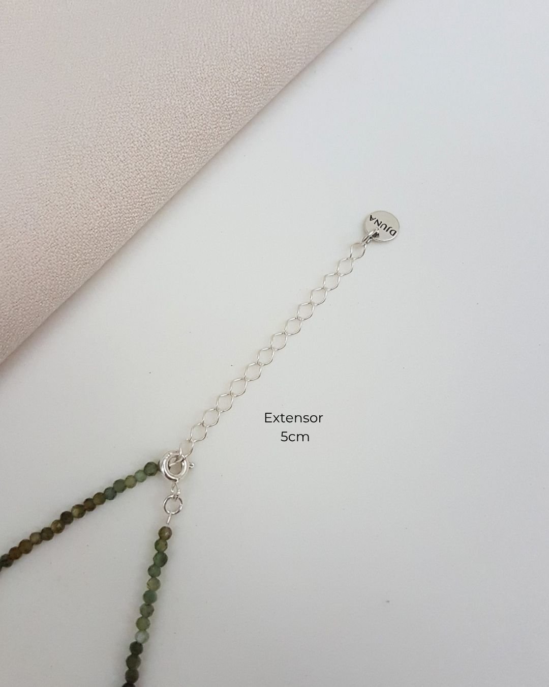 COLAR CHOKER TURMALINA VERDE PEDRAS NATURAIS LAPIDADAS 2MM PRATA 925