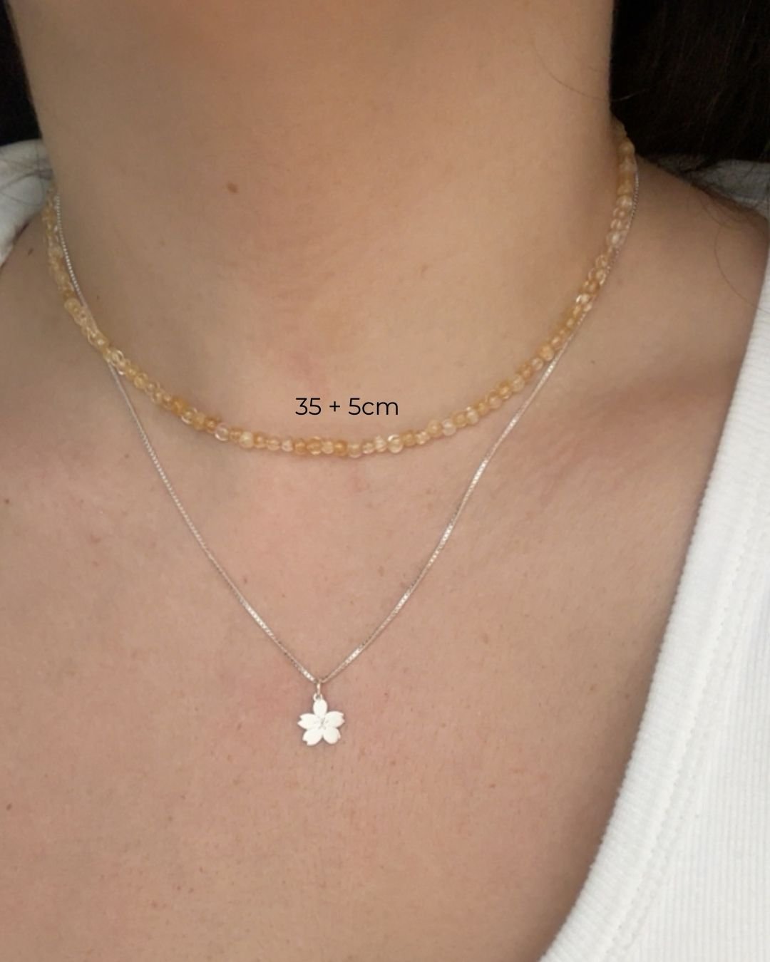 COLAR CITRINO PEDRAS NATURAIS BOLINHA 3MM PRATA 925