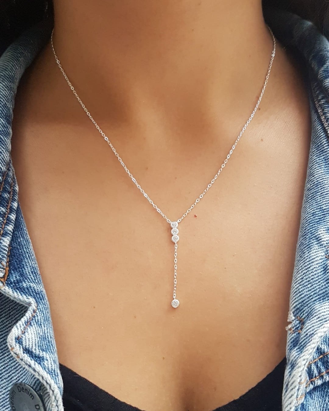 COLAR GRAVATA 3 CÍRCULOS ZIRCÔNIAS DE PRATA 925