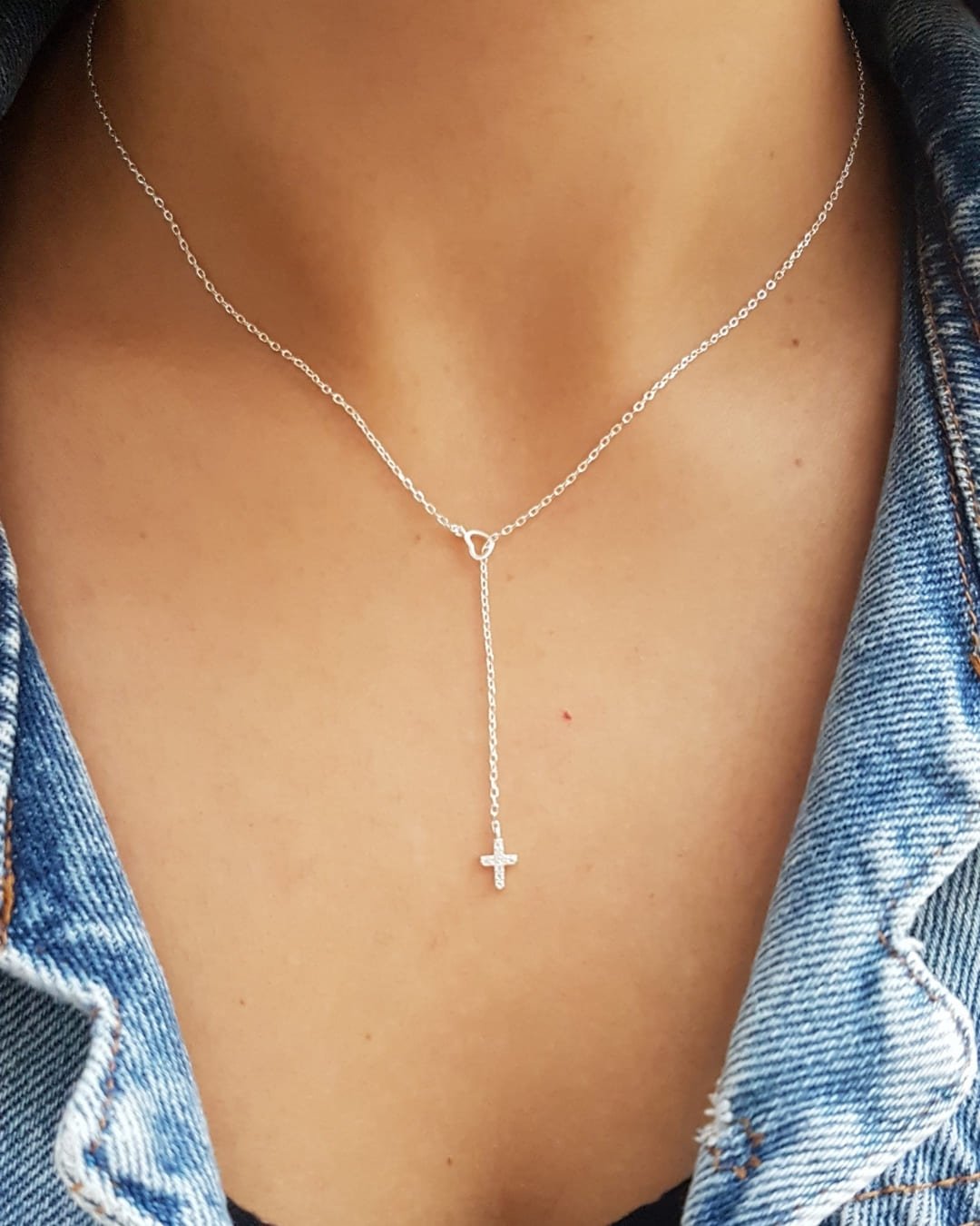 COLAR GRAVATA CRUZ ZIRCÔNIAS DE PRATA 925