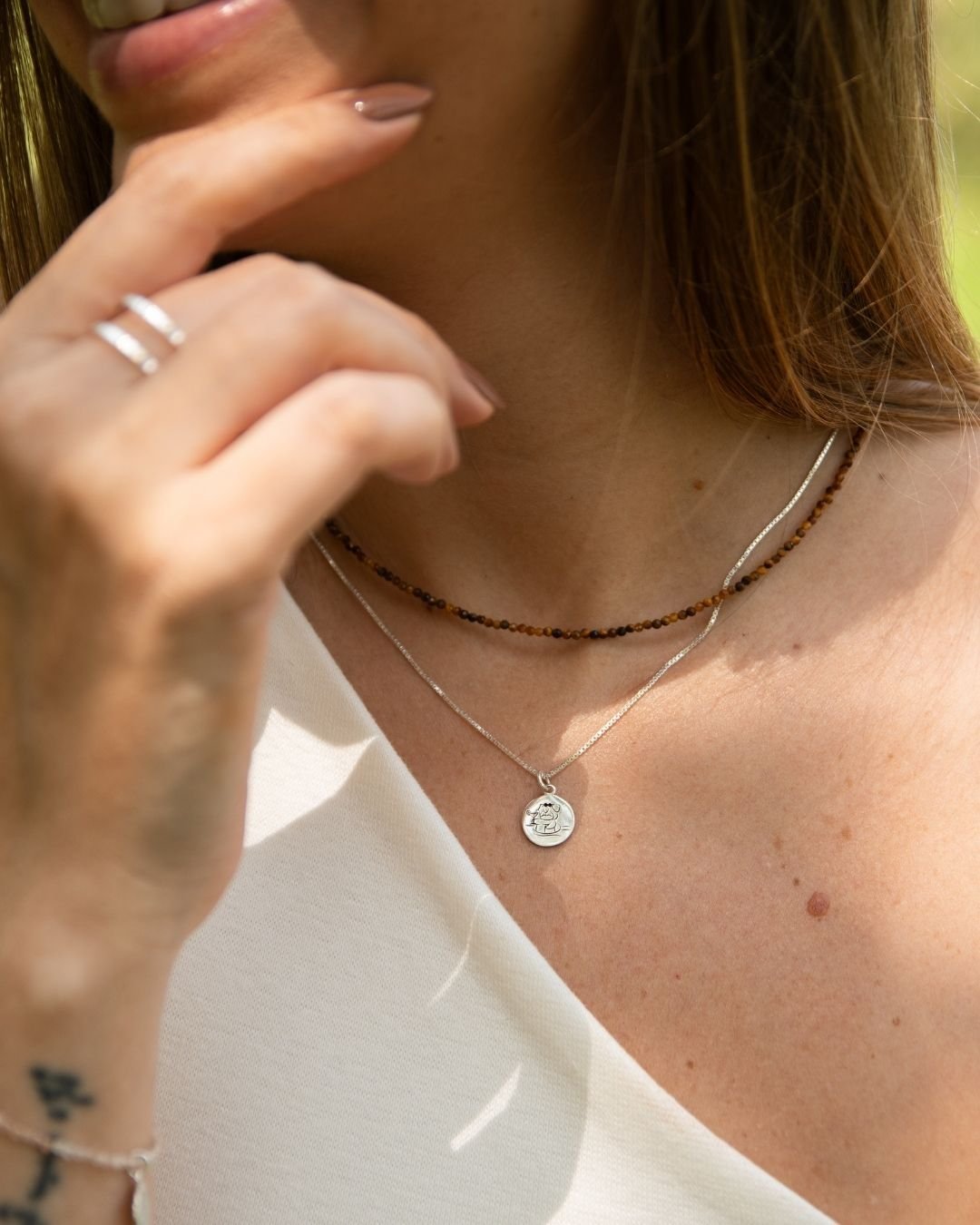 COLAR MEDALHA RELAX AND RESET DE PRATA 925