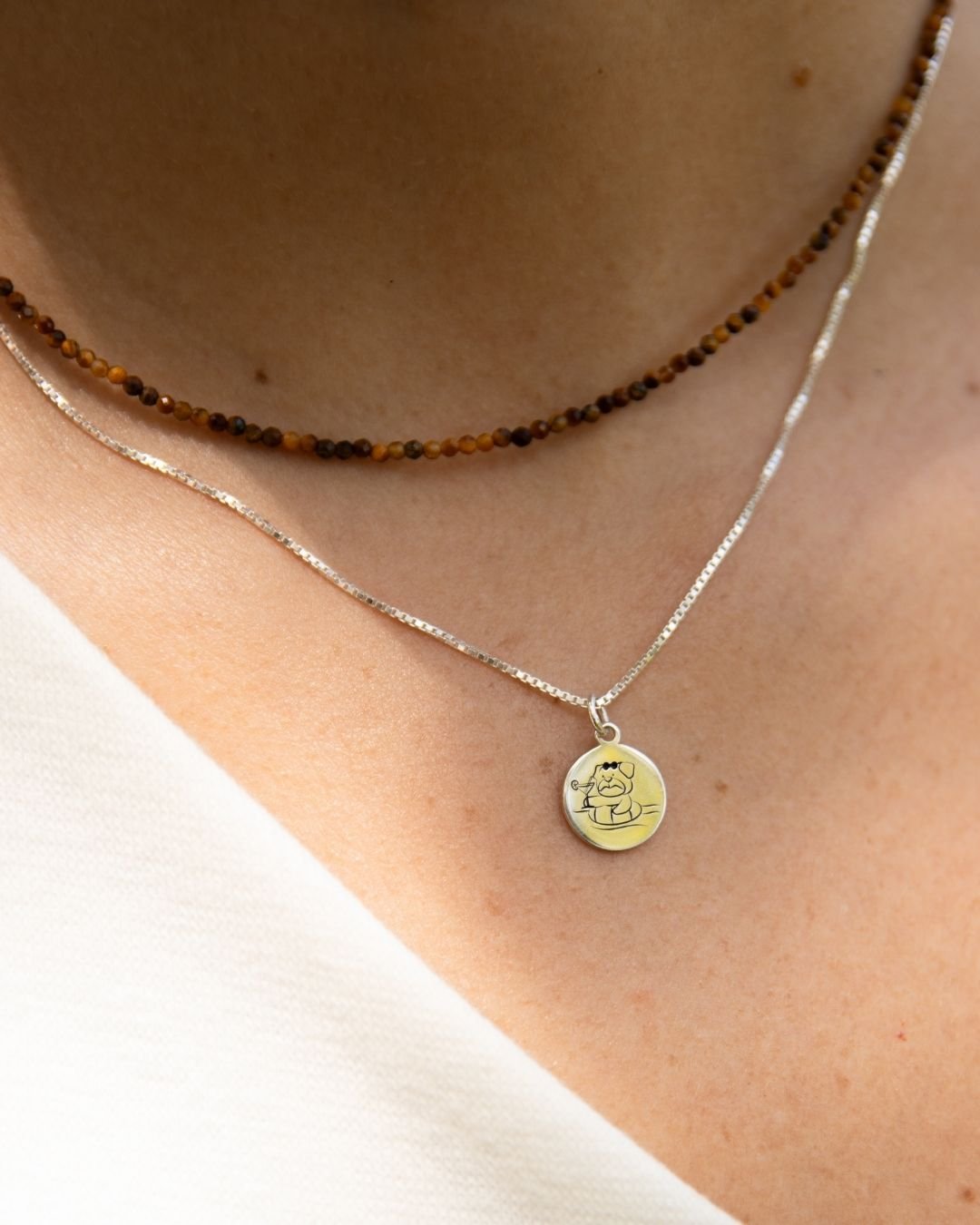 COLAR MEDALHA RELAX AND RESET DE PRATA 925