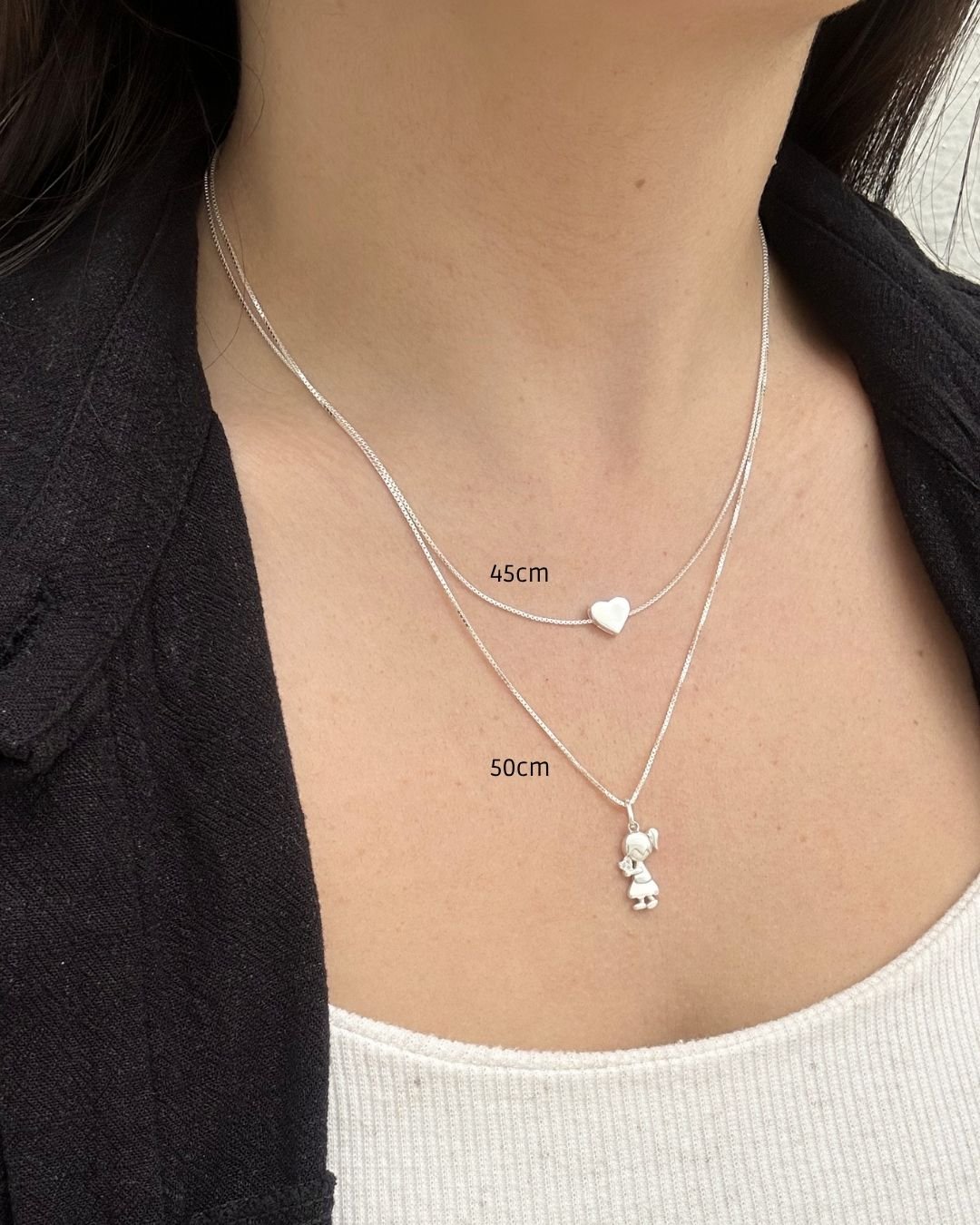 COLAR MENINA COM CORAÇÃO ZIRCÔNIAS PRATA 925