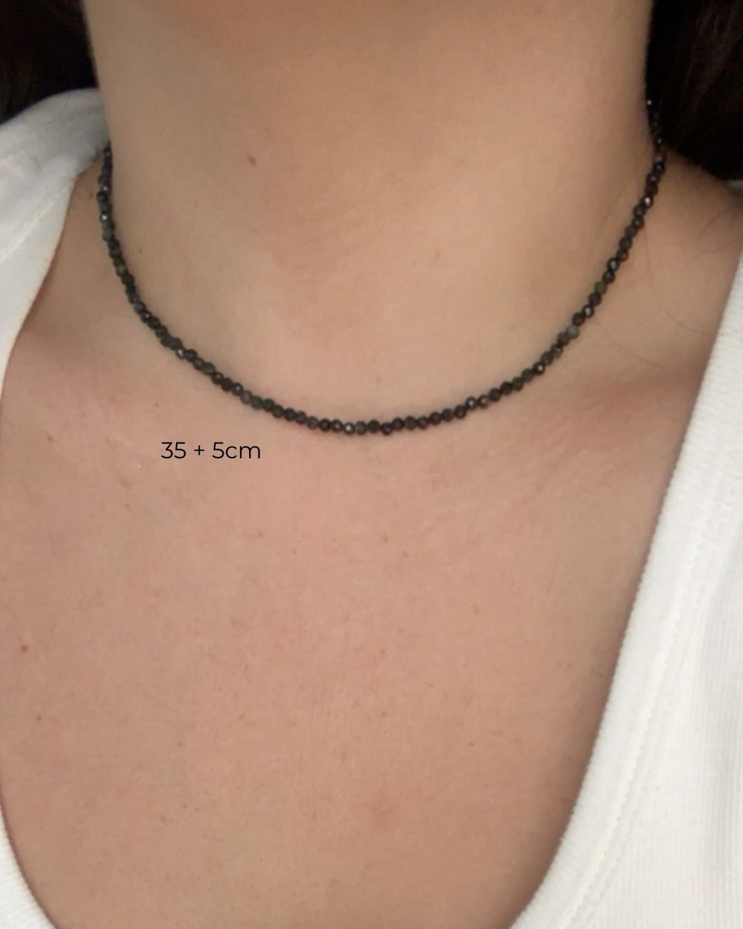 COLAR OBSIDIANA NEGRA PEDRAS NATURAIS LAPIDADAS 3MM PRATA 925