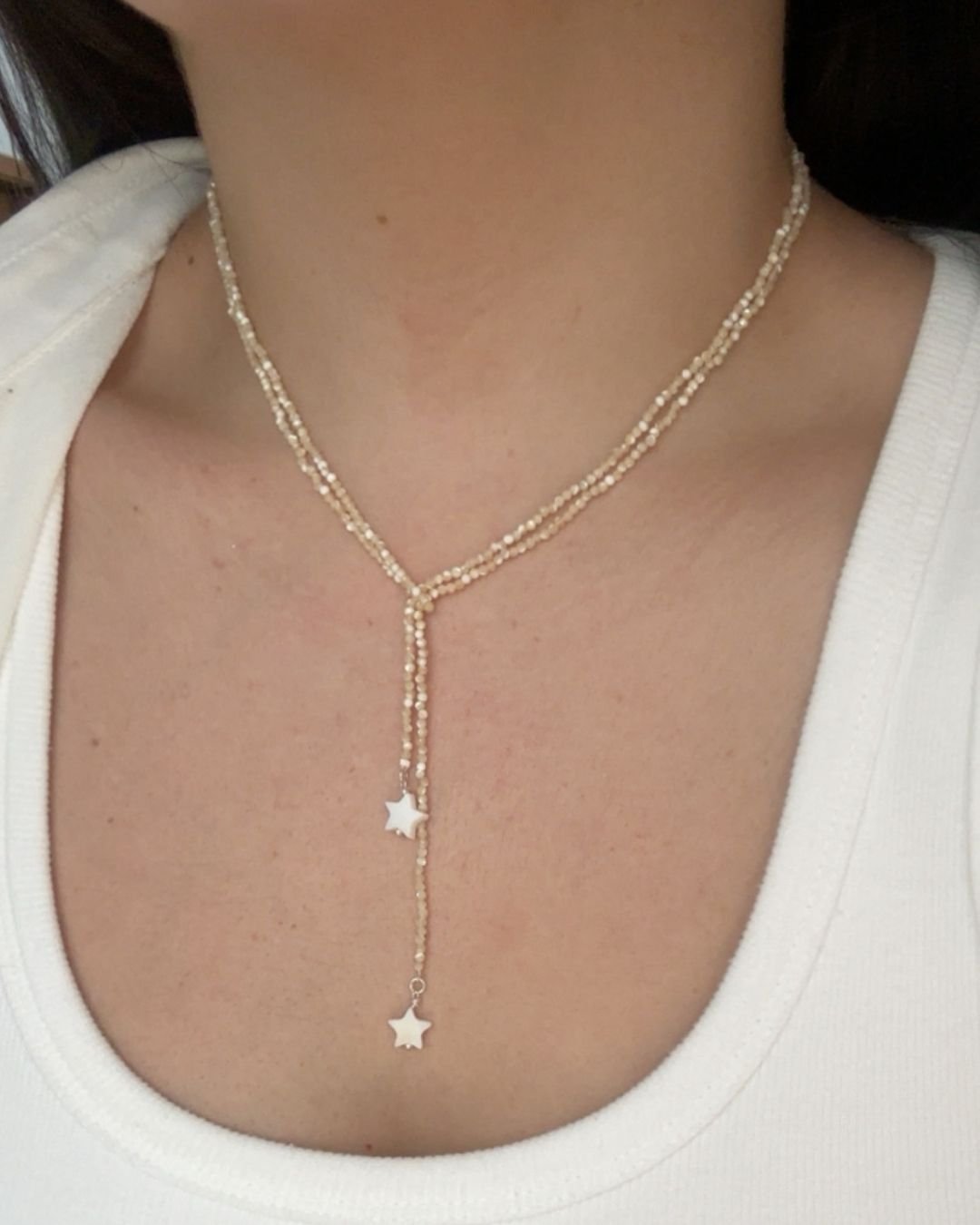 COLAR PASHMINA MADREPÉROLA LAPIDADA 2MM PRATA 926