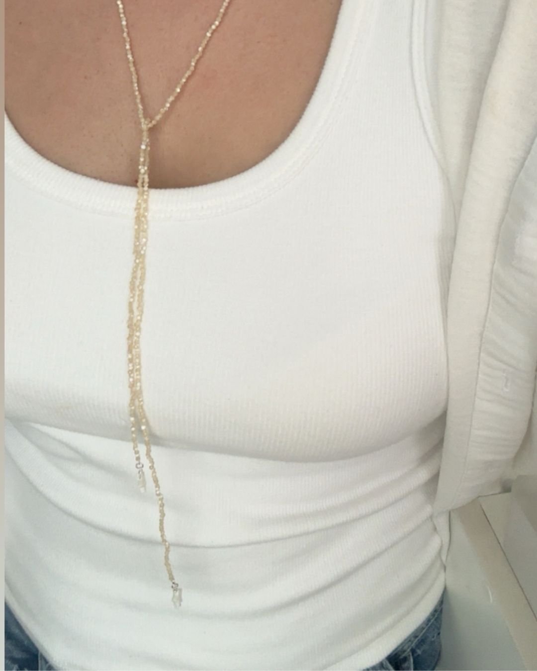 COLAR PASHMINA MADREPÉROLA LAPIDADA 2MM PRATA 926