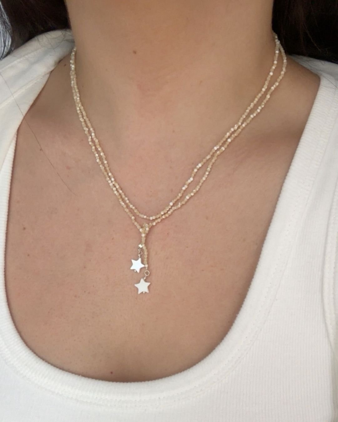 COLAR PASHMINA MADREPÉROLA LAPIDADA 2MM PRATA 926