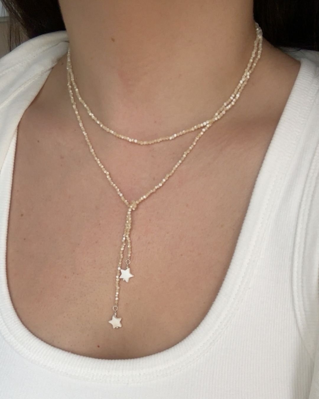 COLAR PASHMINA MADREPÉROLA LAPIDADA 2MM PRATA 926