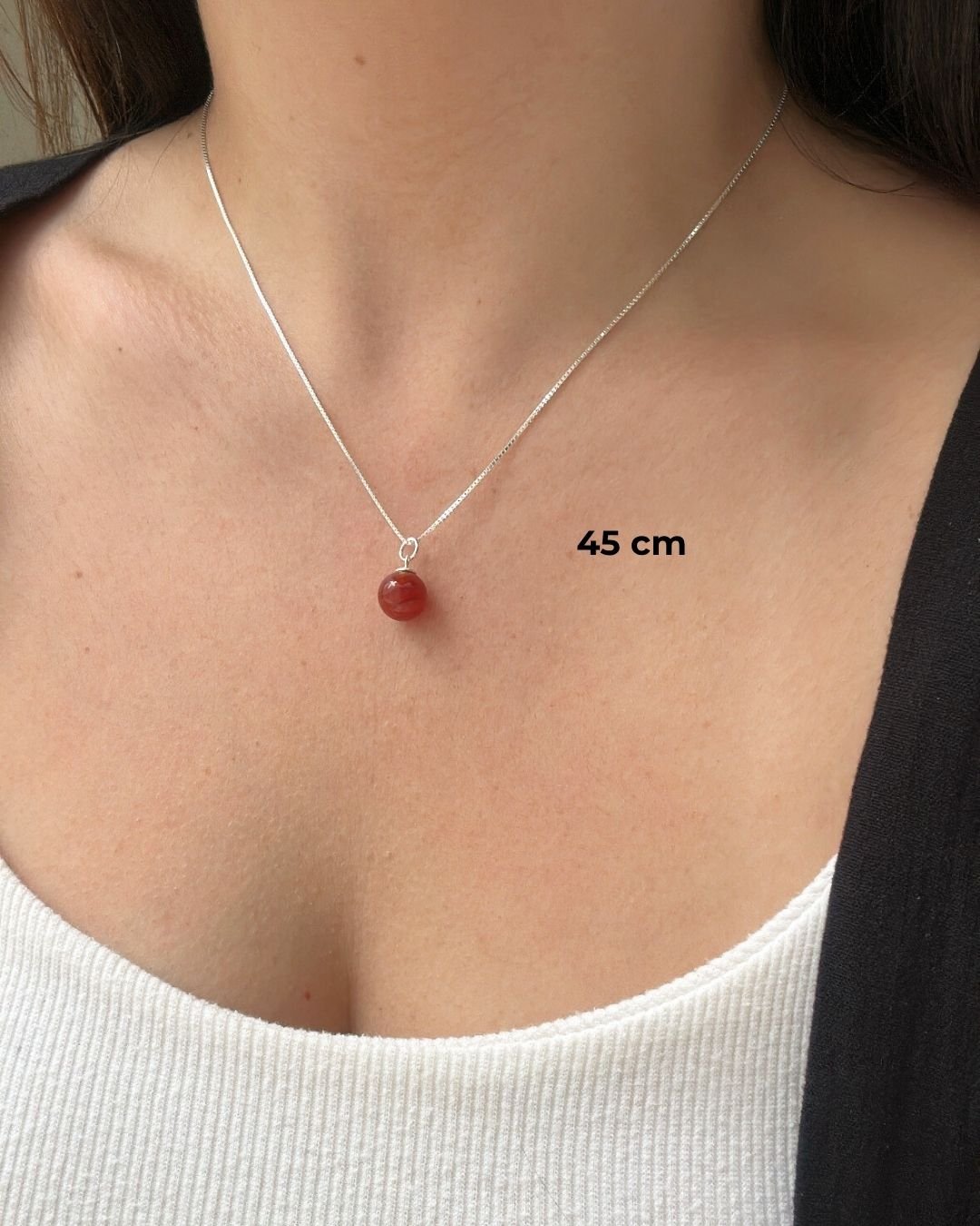 COLAR PEDRA NATURAL ÁGATA VERMELHA E PRATA 925