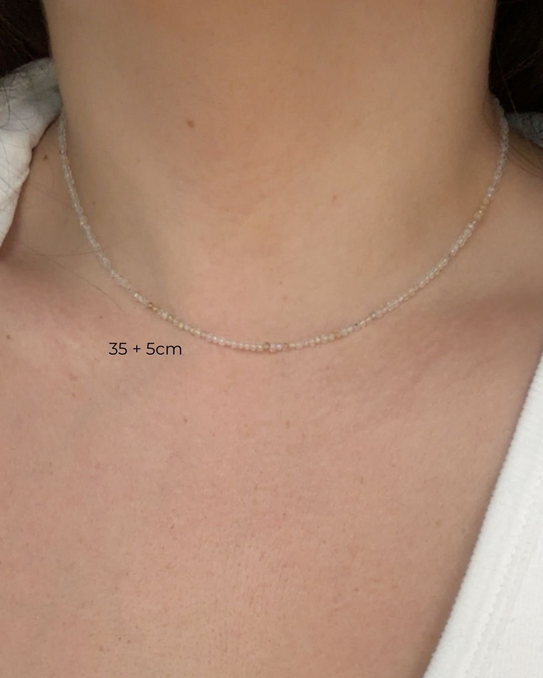 COLAR QUARTZO RUTILADO PEDRAS NATURAIS LAPIDADAS 2MM PRATA 925