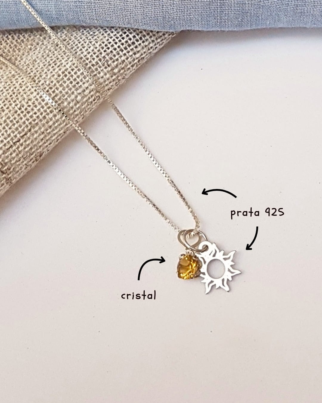 COLAR SOL VAZADO COM CRISTAL