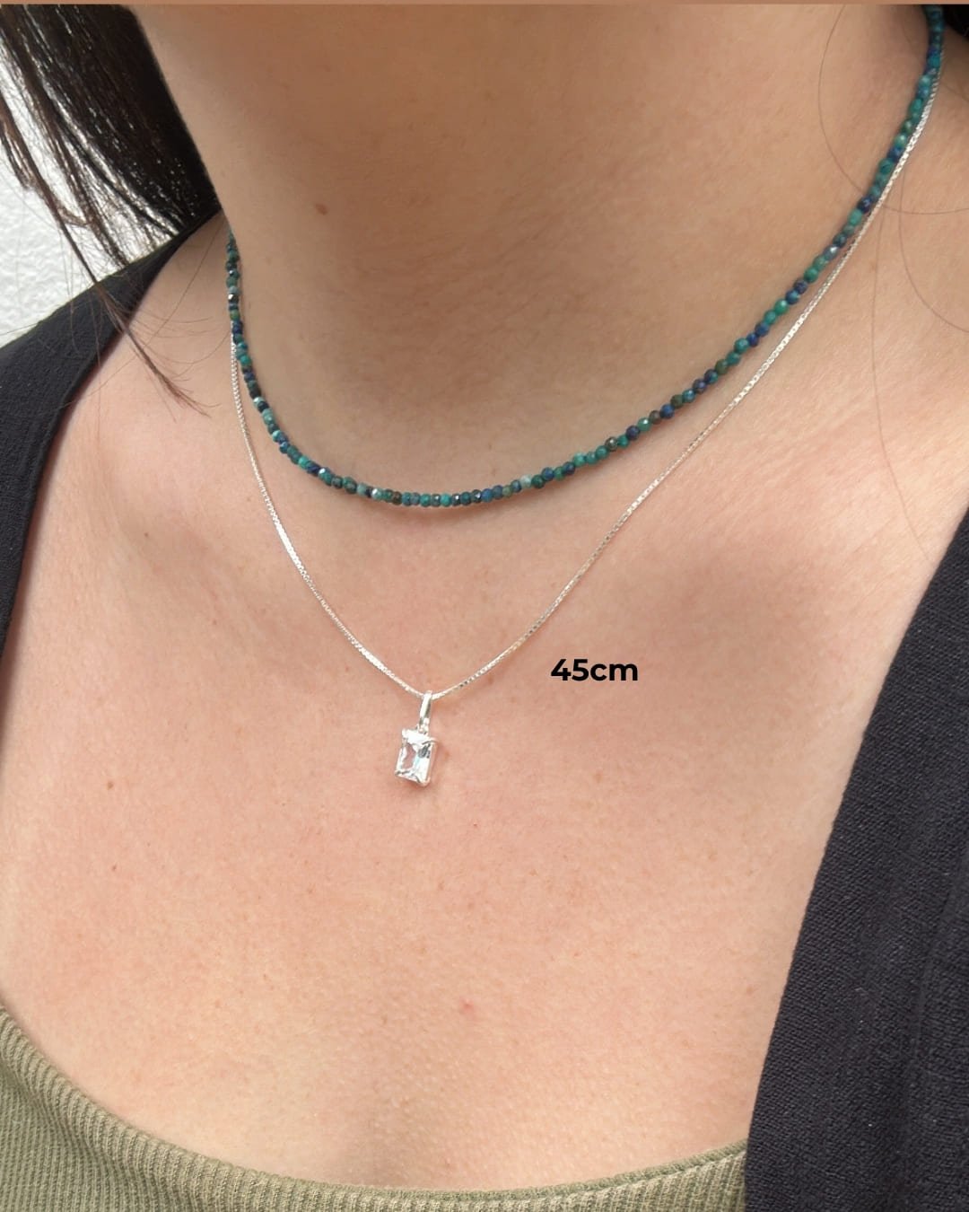 COLAR ZIRCÔNIA QUADRADA DE PRATA 925