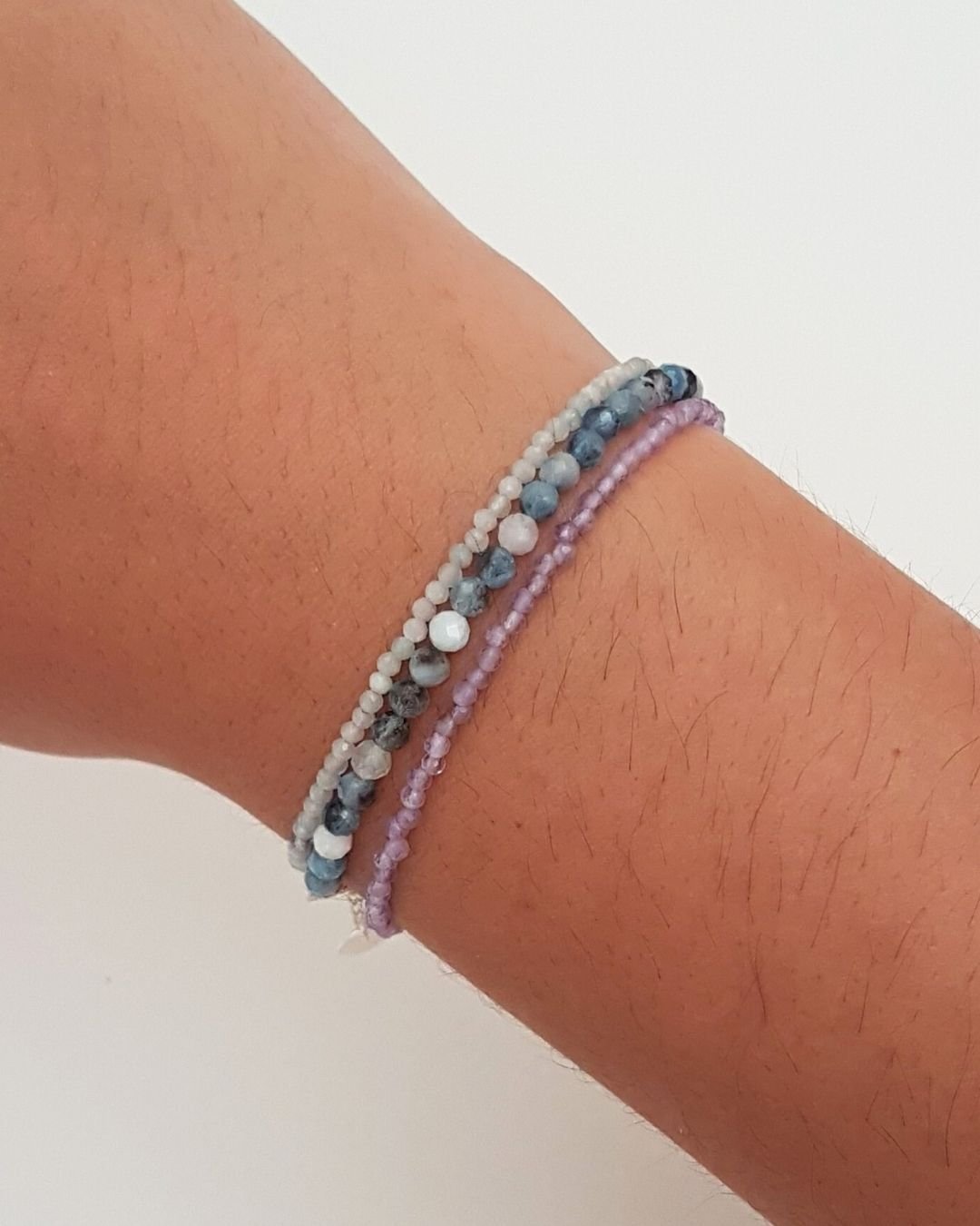 MIX DE PULSEIRAS PEDRAS NATURAIS AZUL CLARO E VIOLETA - COR ANO PESSOAL 5