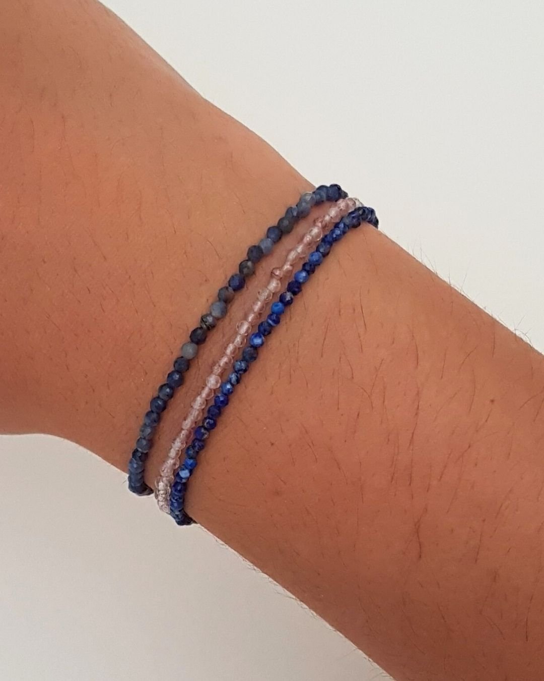 MIX DE PULSEIRAS PEDRAS NATURAIS AZUL ESCURO E ROSA - COR ANO PESSOAL 6