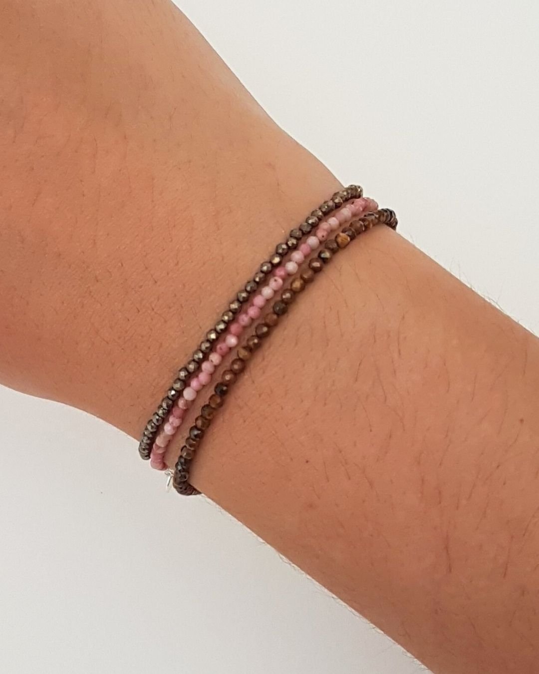 MIX DE PULSEIRAS PEDRAS NATURAIS ROSA, MARROM E DOURADO - COR ANO PESSOAL 8