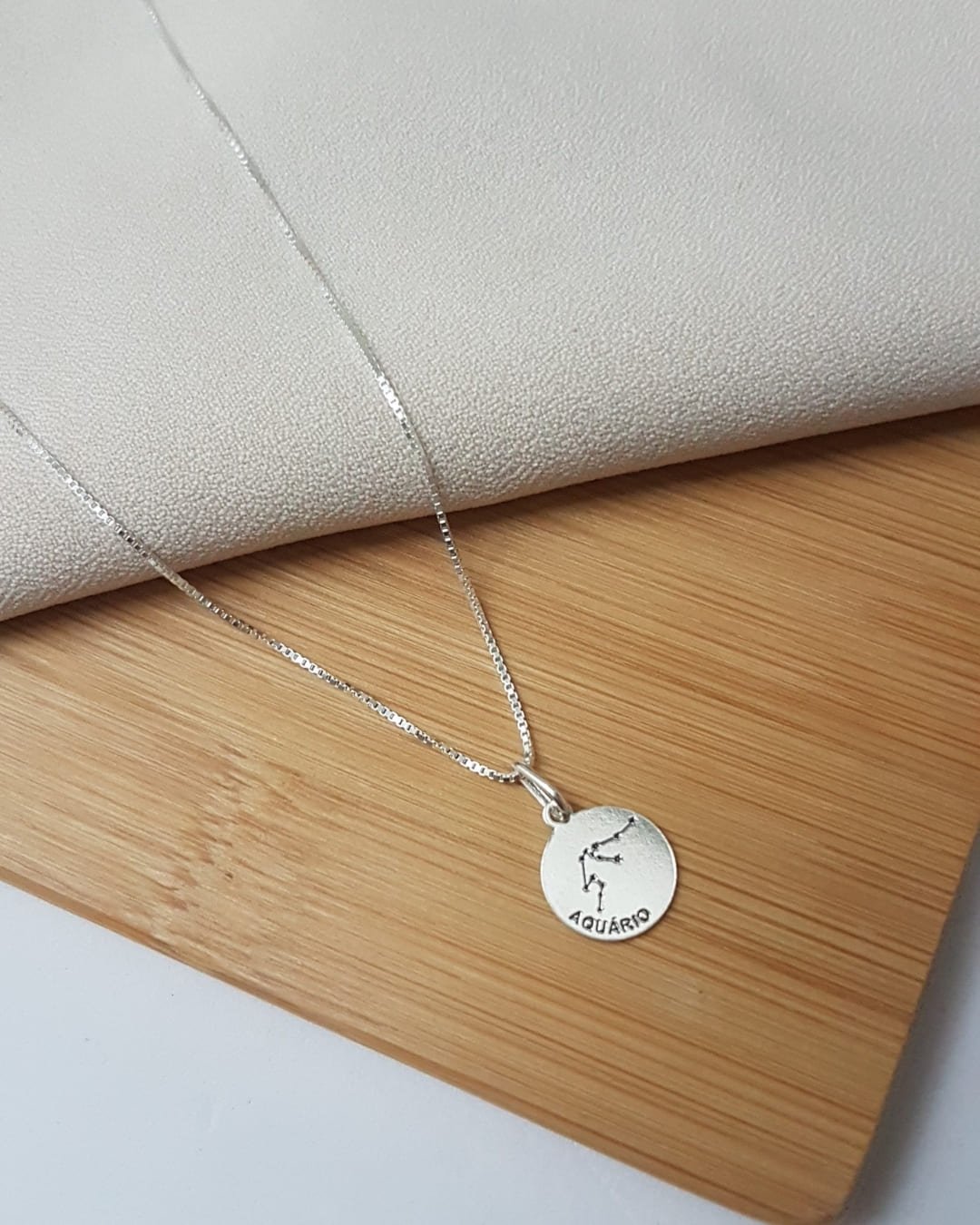 PINGENTE MEDALHA SIGNO AQUÁRIO PRATA 925